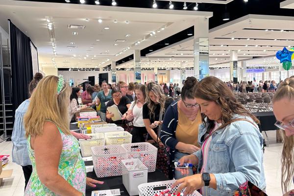 people getting supplies